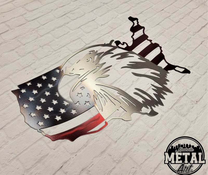 In Stock - American Eagle Map Flag - Limited Quantity - Nashville Metal Art