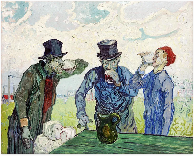The Drinkers - Vincent Van Gogh  Fine Art Metal Print