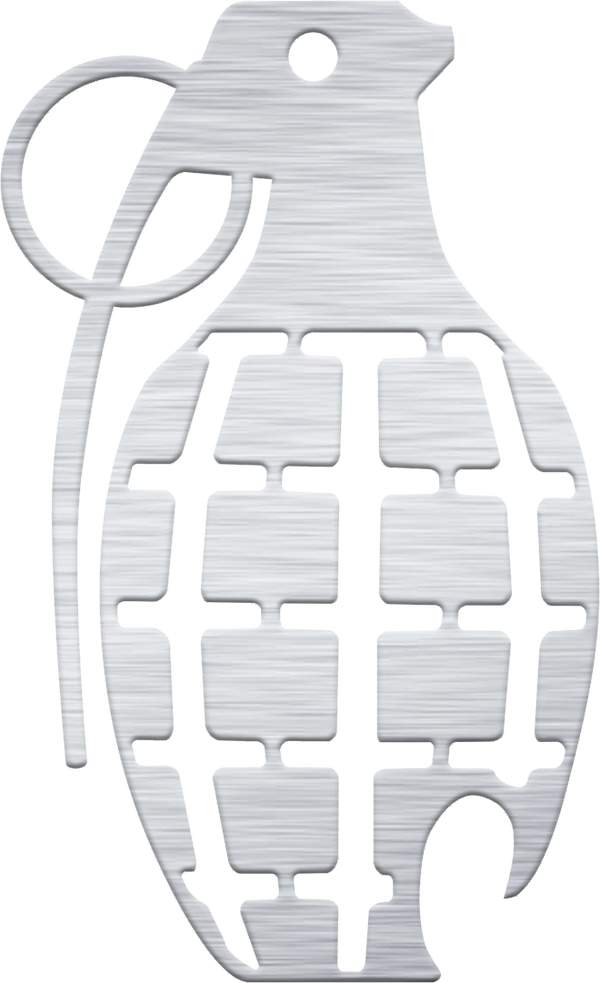 Grenade-shaped bottle opener made from 16-gauge steel, ideal for indoor and outdoor use, locally crafted in Nashville.