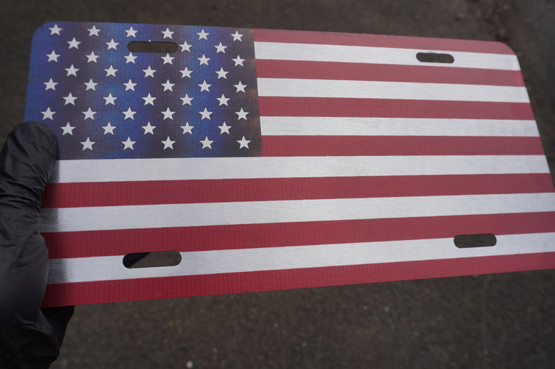 AMERICAN WAVING FLAG METAL CAR LICENSE PLATE AUTOTAG. U.S. FLAG - Foto 5