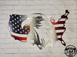 In Stock - American Eagle Map Flag - Limited Quantity - Nashville Metal Art