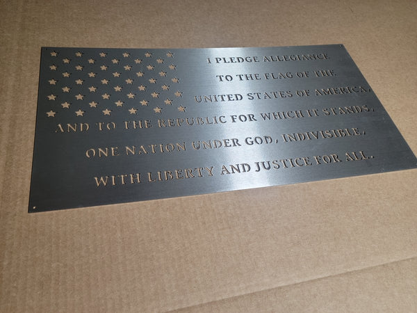 Brushed Stainless Steel Pledge of Allegiance Flag