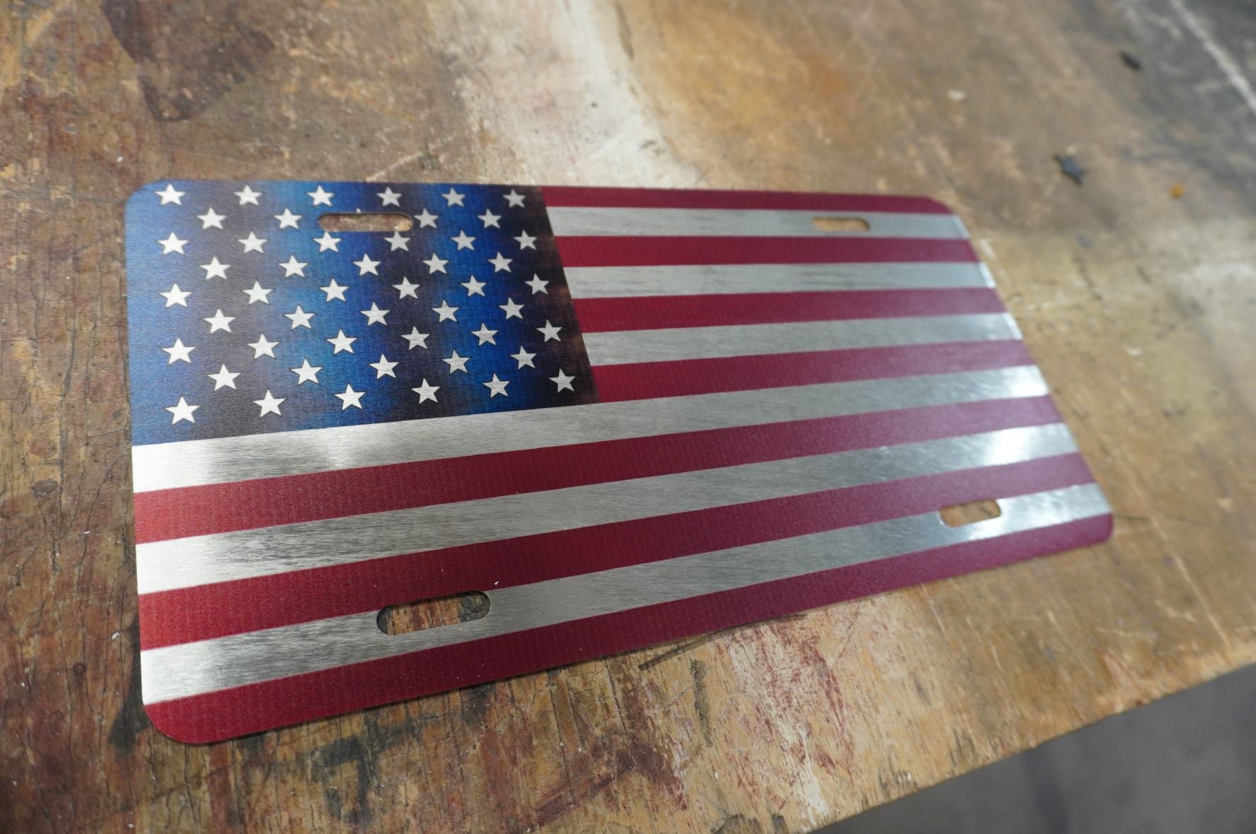 Flag Plates American Flag Cross License Plate - 6x12 Inch Metal