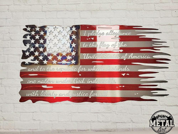 Tattered Pledge of Allegiance Flag - Overstock (30")